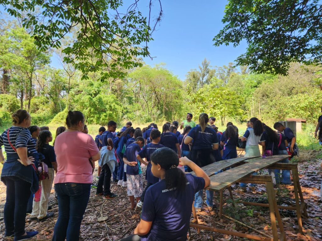 Alunos da escola Municipal de Sertãozinho, SP, na atividade ambiental